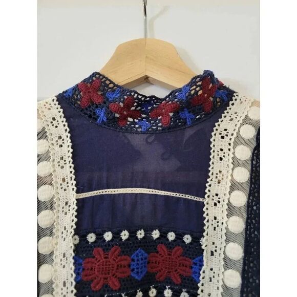 Sea NY Ila lace 3/4 sleeve top | blue multi sz 0 $365 - Picture 5 of 10